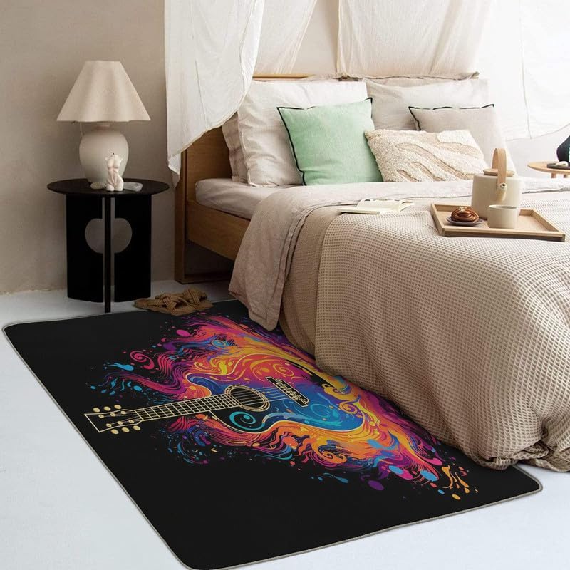 Alfombras lavables para entrada, sala de estar, dormitorio, alfombra de guitarra y decoración del hogar, alfombra de área musical de 2 x 3 pulgadas,