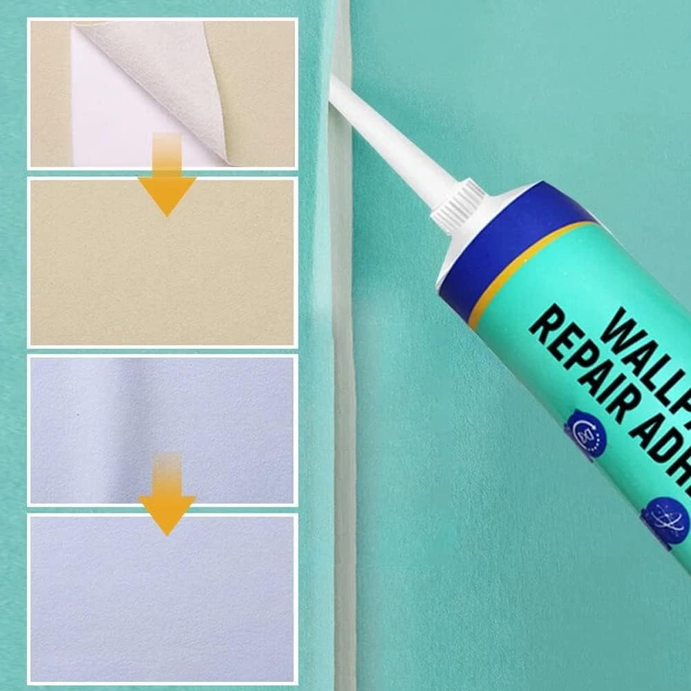 Pegamento de reparación de papel tapiz de 4.7 fl oz, cortina de póster, pegamento especial, fuerte reparación incolora e insípida, pelado de bordes