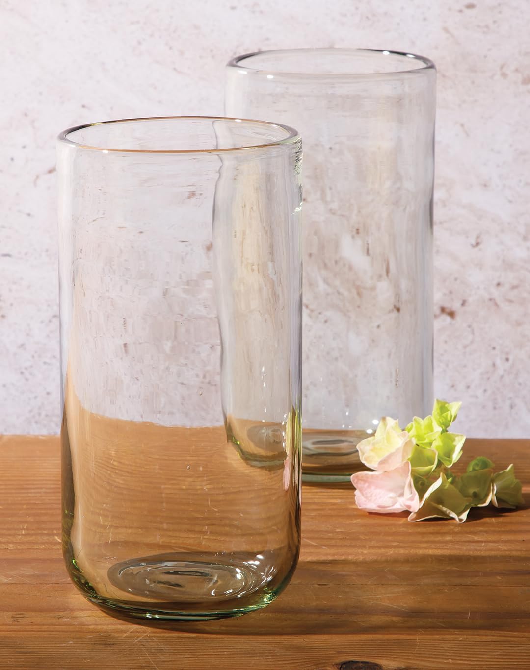 Sayulita Spring – Juego de 8 vasos de cristal de color jadeíta hecho a mano de 21 onzas con posavasos