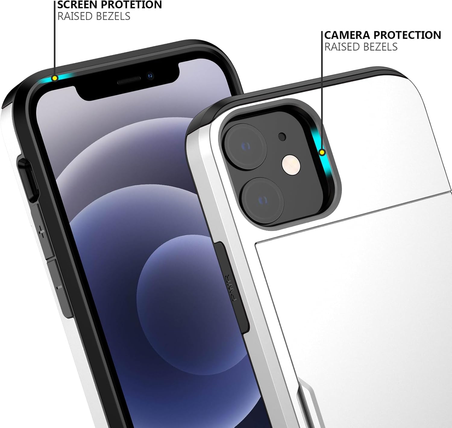 Nvollnoe Funda para iPhone 12 Mini con tarjetero resistente de protección de doble capa a prueba de golpes con ranura para tarjeta oculta delgada