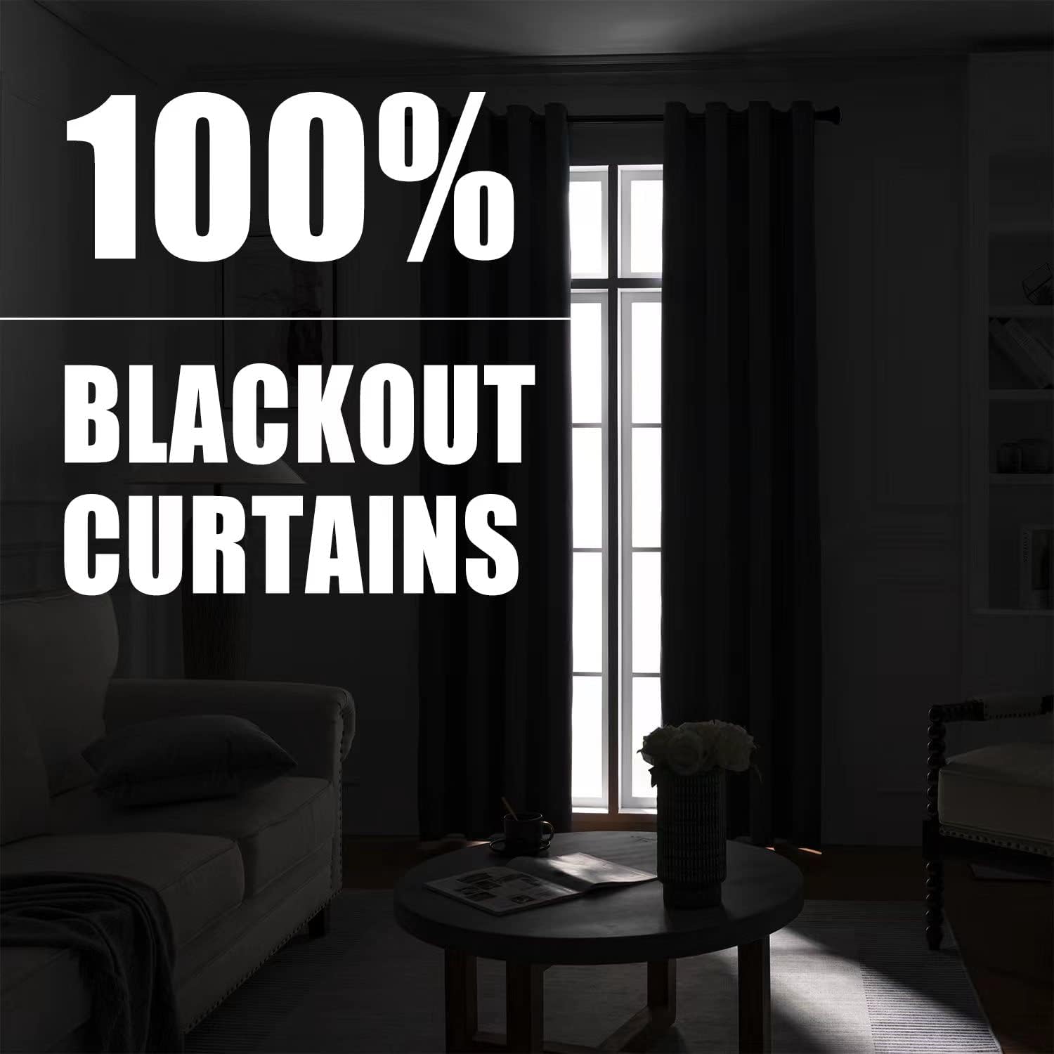 Rutterllow Cortinas 100% opacas, sombra completa de 84 pulgadas de largo, cortinas completas para sala de estar, cortinas con aislamiento térmico