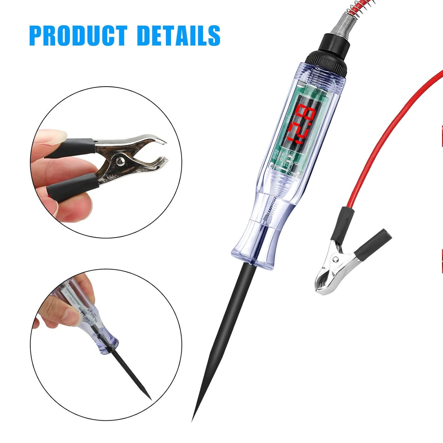 Pluma de prueba de circuito de camión para automóvil, 3-70 V, circuito eléctrico digital LCD, probador de luz de prueba de voltaje para automóvil,