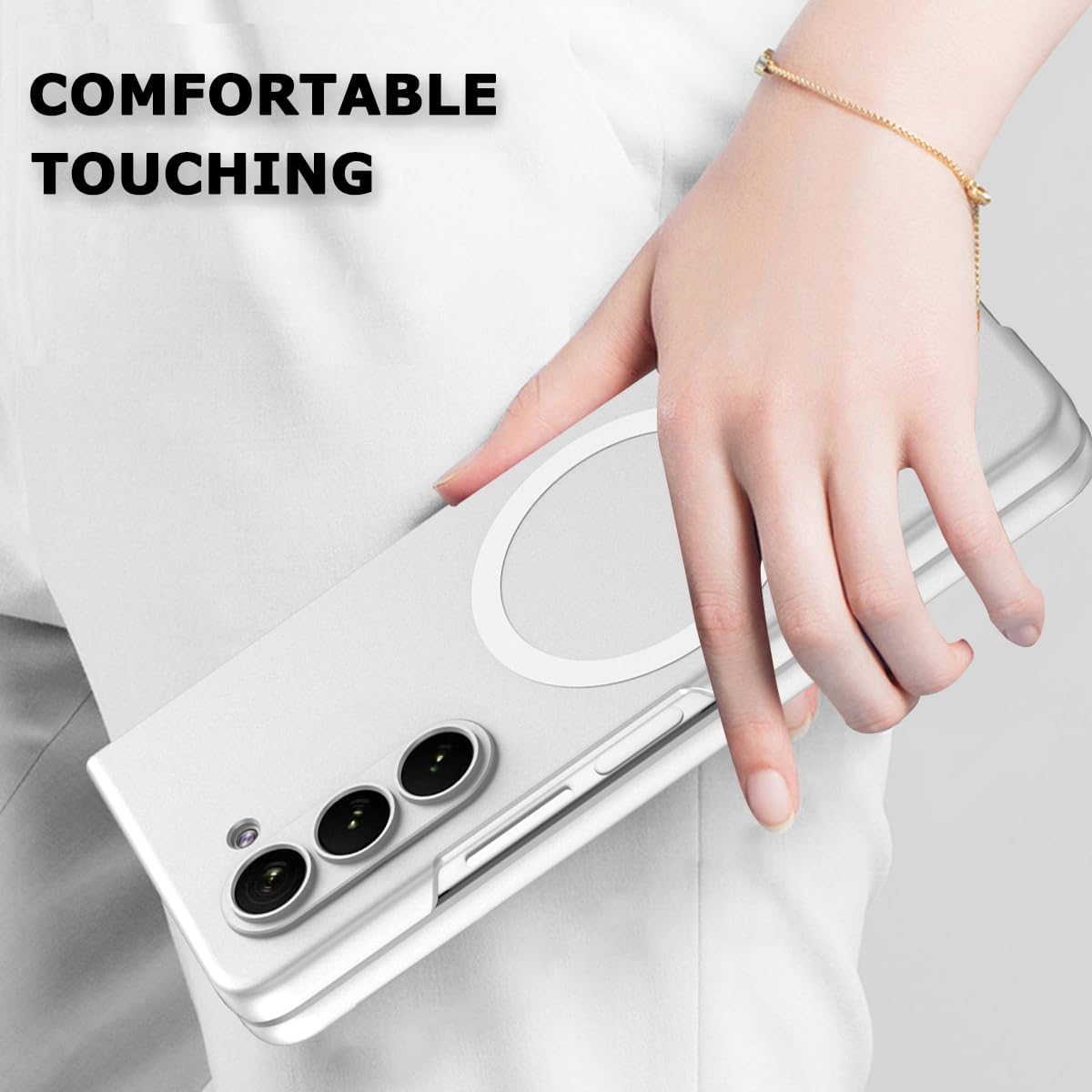 NINKI Funda magnética compatible con Samsung Galaxy Z Fold 5 con protector de pantalla, protección de bisagra ultra delgada, carga inalámbrica,