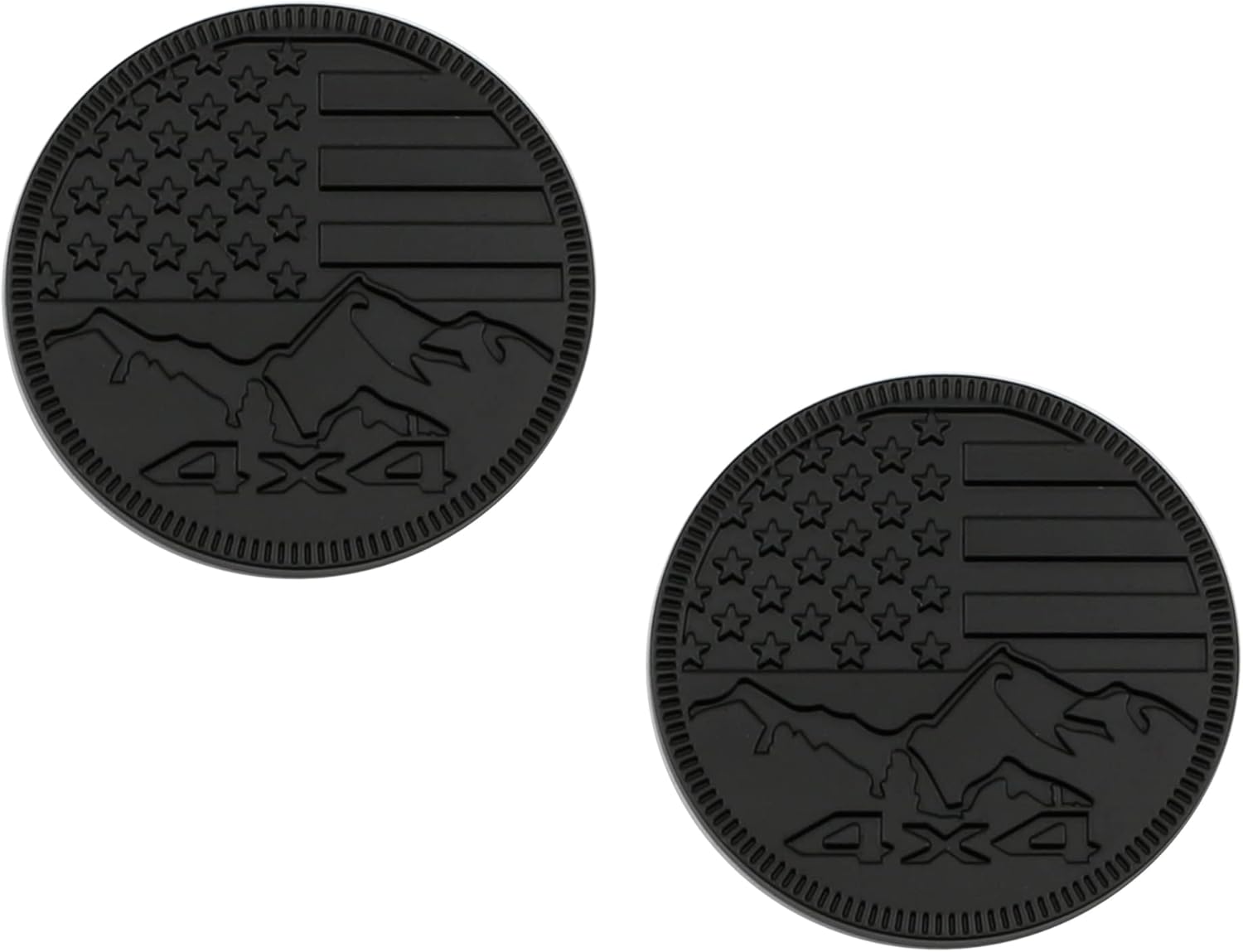 Squatch Badge – Emblema de metal con letras de 4 x 4, compatible con Jeep Wrangler Cherokee y varios automóviles (2 piezas) (Mute Black Mountain)
