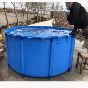 Piscina sobre el suelo, tanque de lona redonda con marco, depósito de gran capacidad, tanque de peces que se puede plegar y mover (color  azul, Piscina sobre el suelo, tanque de lona redonda con marco, depósito de gran capacidad, tanque de peces que se puede plegar y mover (color  azul,