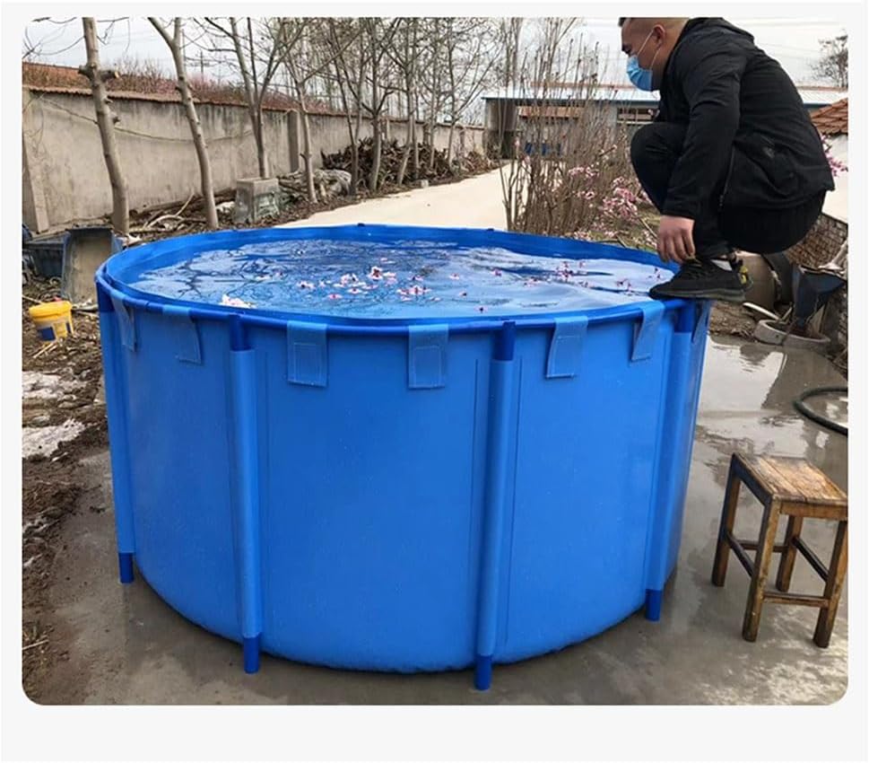 Piscina sobre el suelo, tanque de lona redonda con marco, depósito de gran capacidad, tanque de peces que se puede plegar y mover (color  azul,