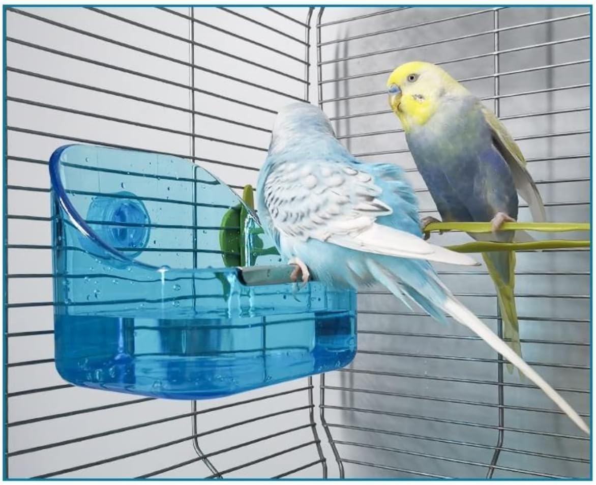 Bañera para pájaros, caja de baño de cristal para pájaros, jaula para pájaros, jaula, accesorio para bañera para pájaros pequeños, periquitos,