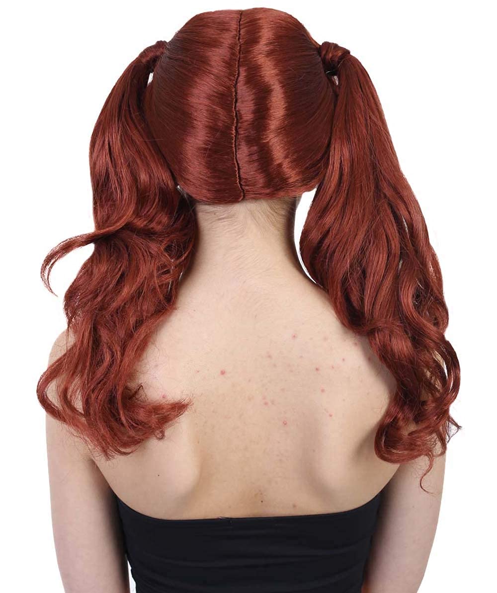 HalloweenPartyOnline Dolly – Peluca de cola de caballo (adulto, castaño rojizo oscuro)
