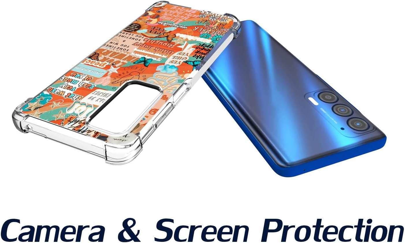 Compatible con Moto Edge 2021Edge 5G UW, citas estéticas de collage positivo, diseño gráfico de moda para Moto Case para mujeres y niñas, funda