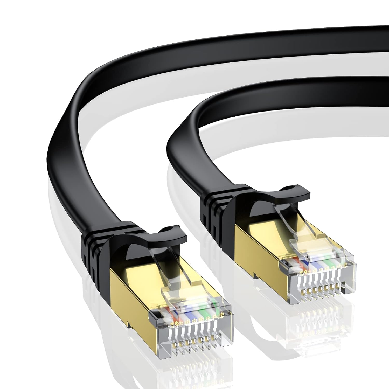 VOIETOLT Cable Ethernet Cat 8 de 20 pies con clips plano de alta velocidad STP RJ45 Gigabit LAN Cable de Internet para PS4, Xbox, módem, enrutador,
