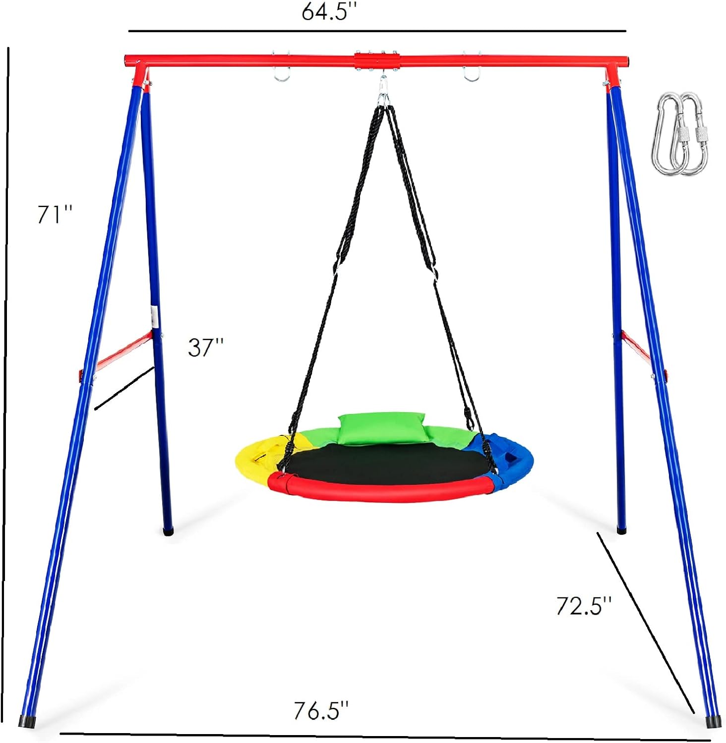 INFANS Juego de soporte de columpio de 1 asiento, marco de columpio de metal resistente de 550 libras, soporte de columpio extra grande con marco en