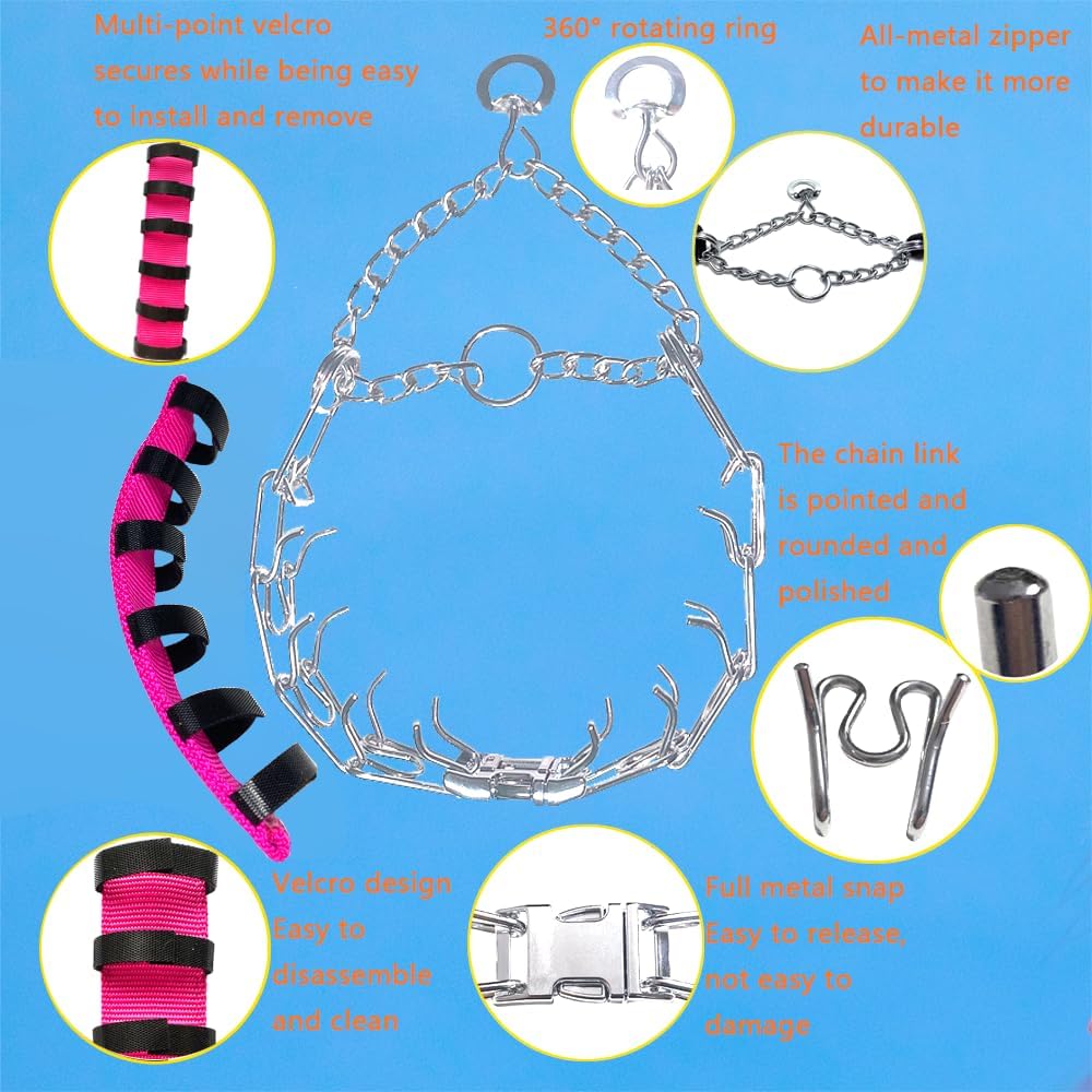 Collar de cadena para perro, con diseño de hebilla de seguridad, masticable duradero de acero inoxidable para perros pequeños, medianos y grandes