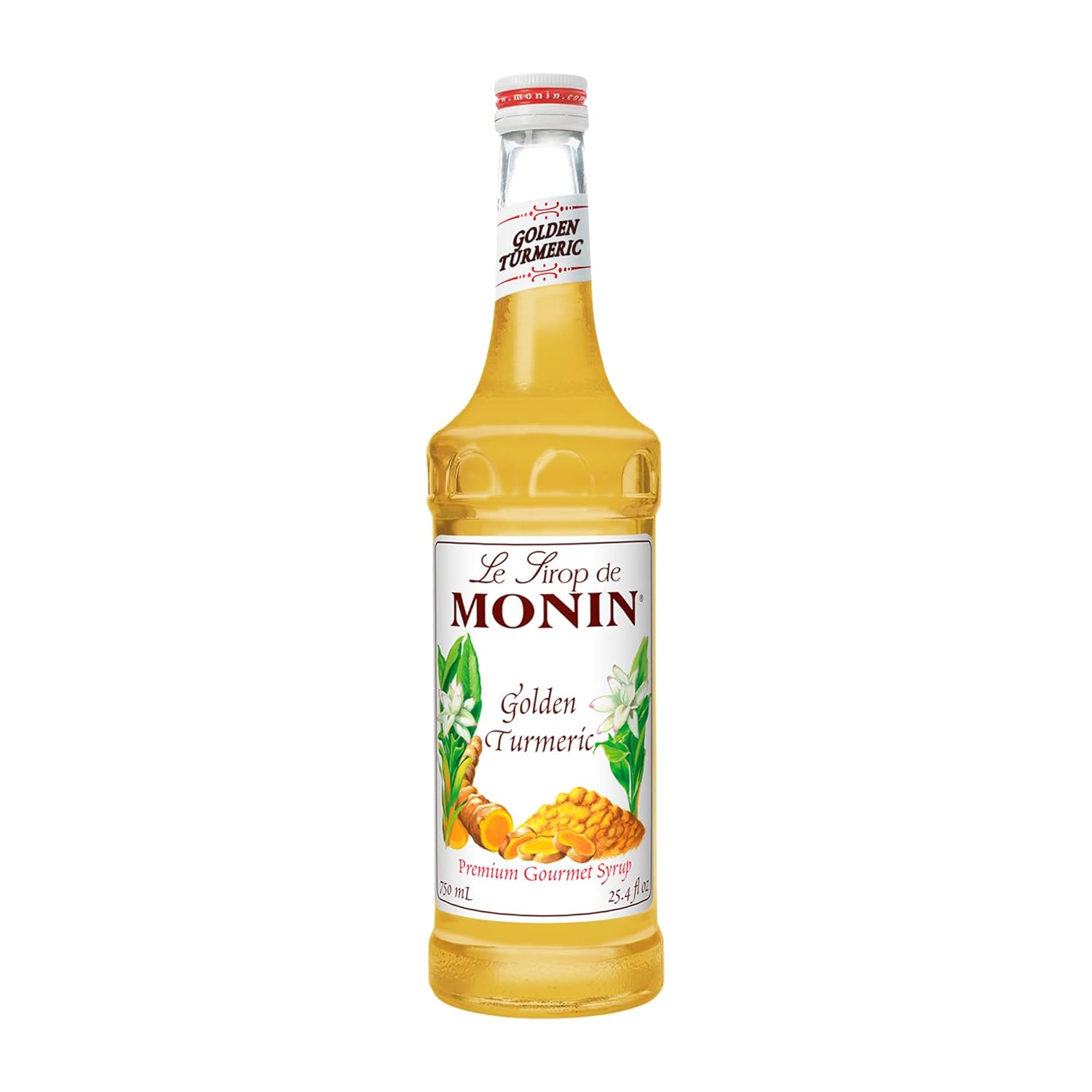 Monin – Jarabe de cúrcuma dorada, sabor dulce y terroso con toques de canela, ideal para lattes, cócteles y tés, vegano, sin OMG, sin gluten (25.4