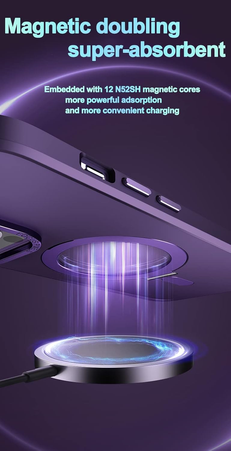 Funda compatible con iPhone 13 Pro Max con soporte invisible magnético transparente, funda para iPhone 13 Pro Max, compatible con carga inalámbrica,