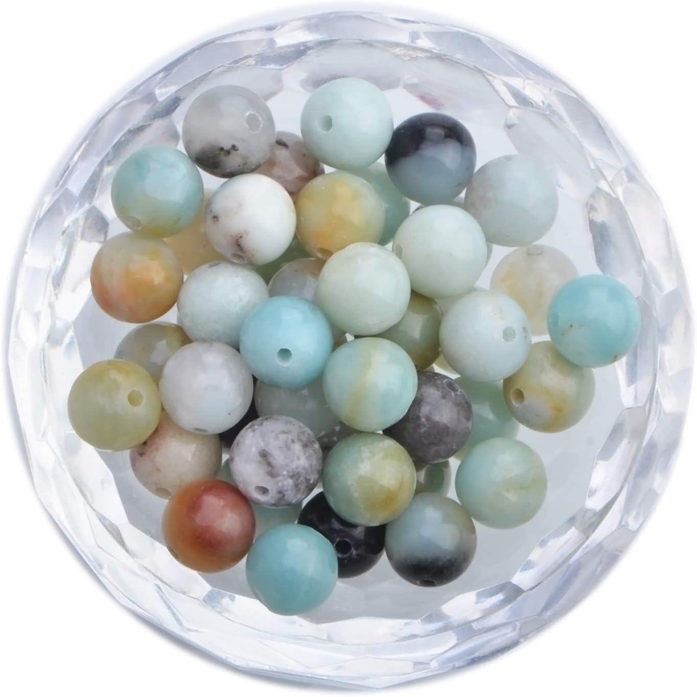 Cuentas de cristal natural con piedras preciosas redondas sueltas de curación de energía con cordón elástico de cristal para hacer joyas.