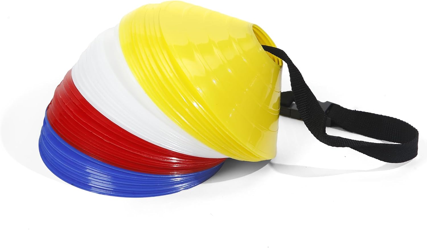 GSi Conos de fútbol regulares, paquete de 40, conos de 7 pulgadas de diámetro en 4 colores, viene con correa para el hombro, para ejercicios de