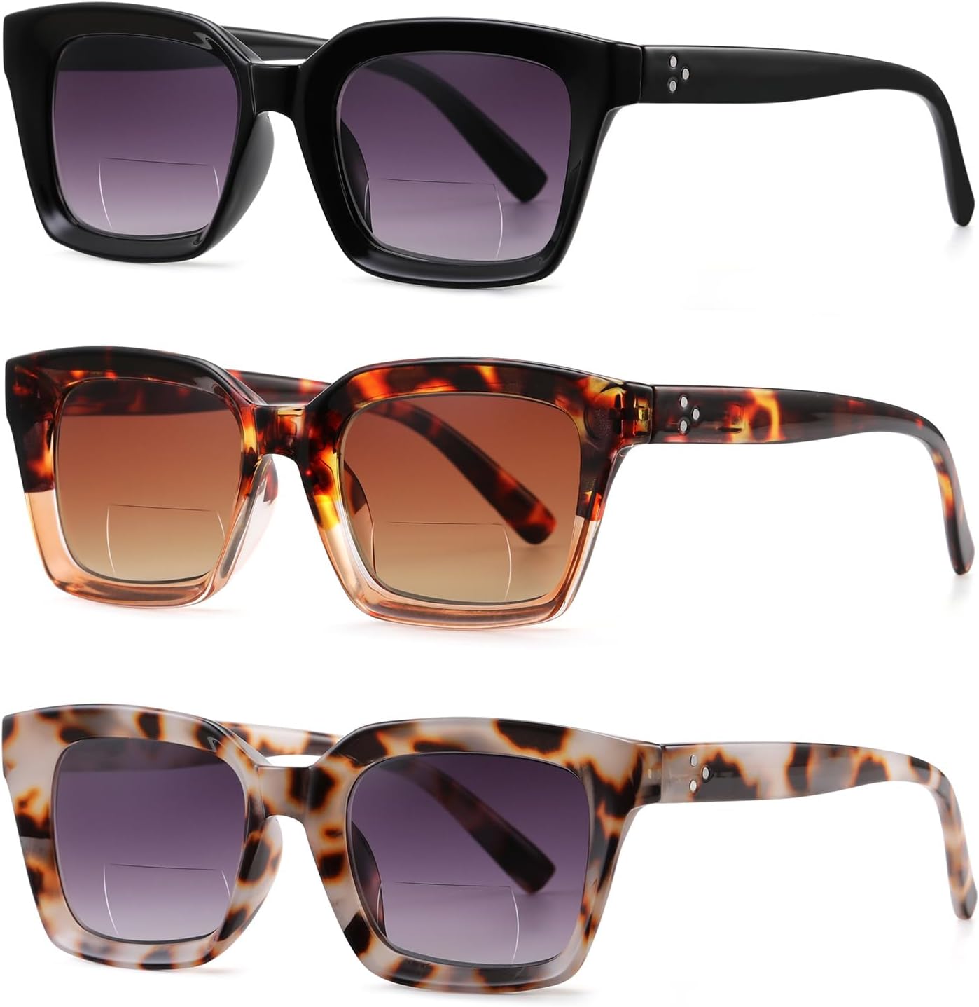 Lentes de lectura cuadrados estilo retro Oprah, armazón grande y vidrios de 1.96 pulgadas.