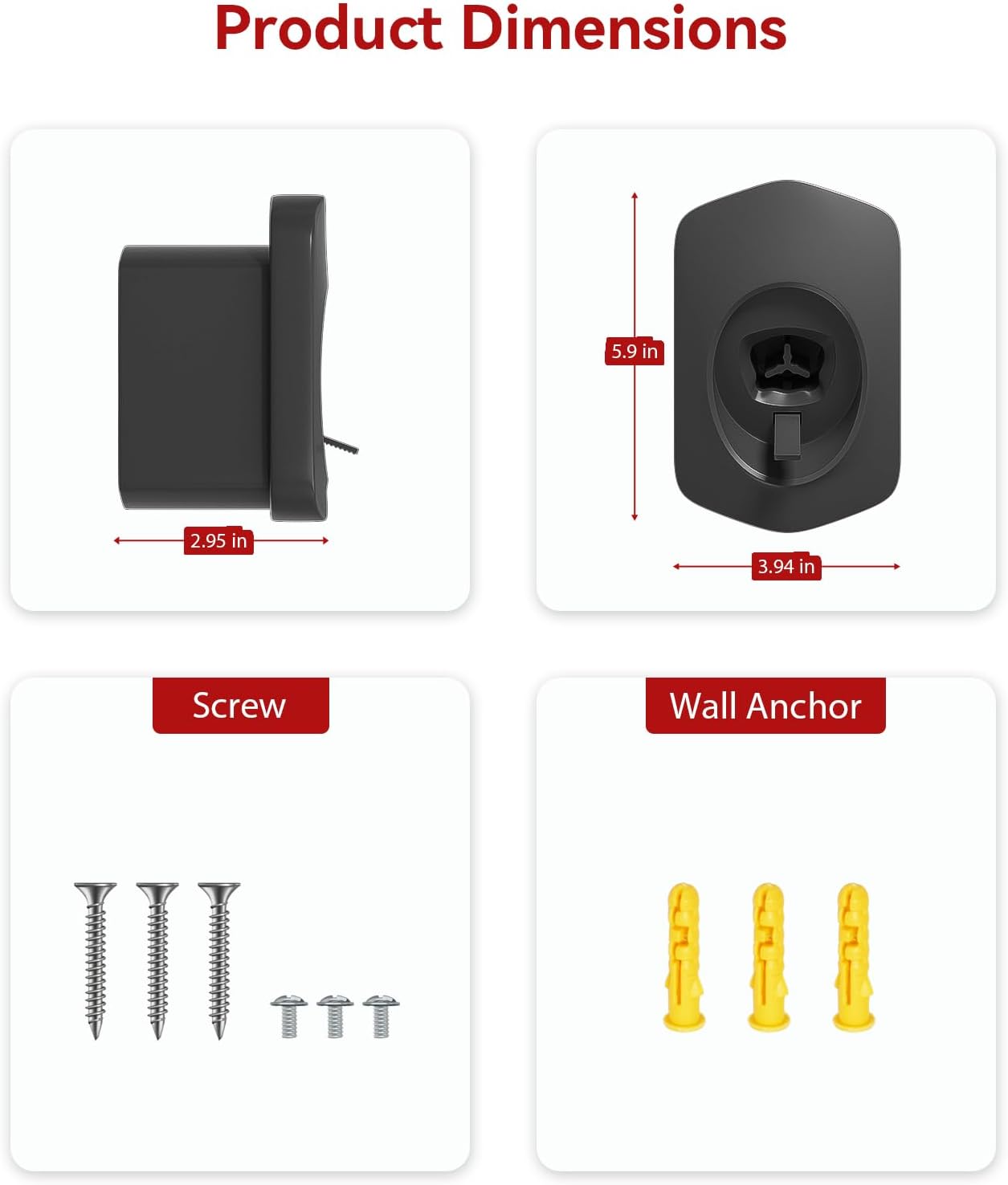 MCEVKELN Soporte para cargador EV Tesla, boquilla para cargador de automóvil, soporte para cables, montaje en pared, tornillos, NACS, negro, soporte