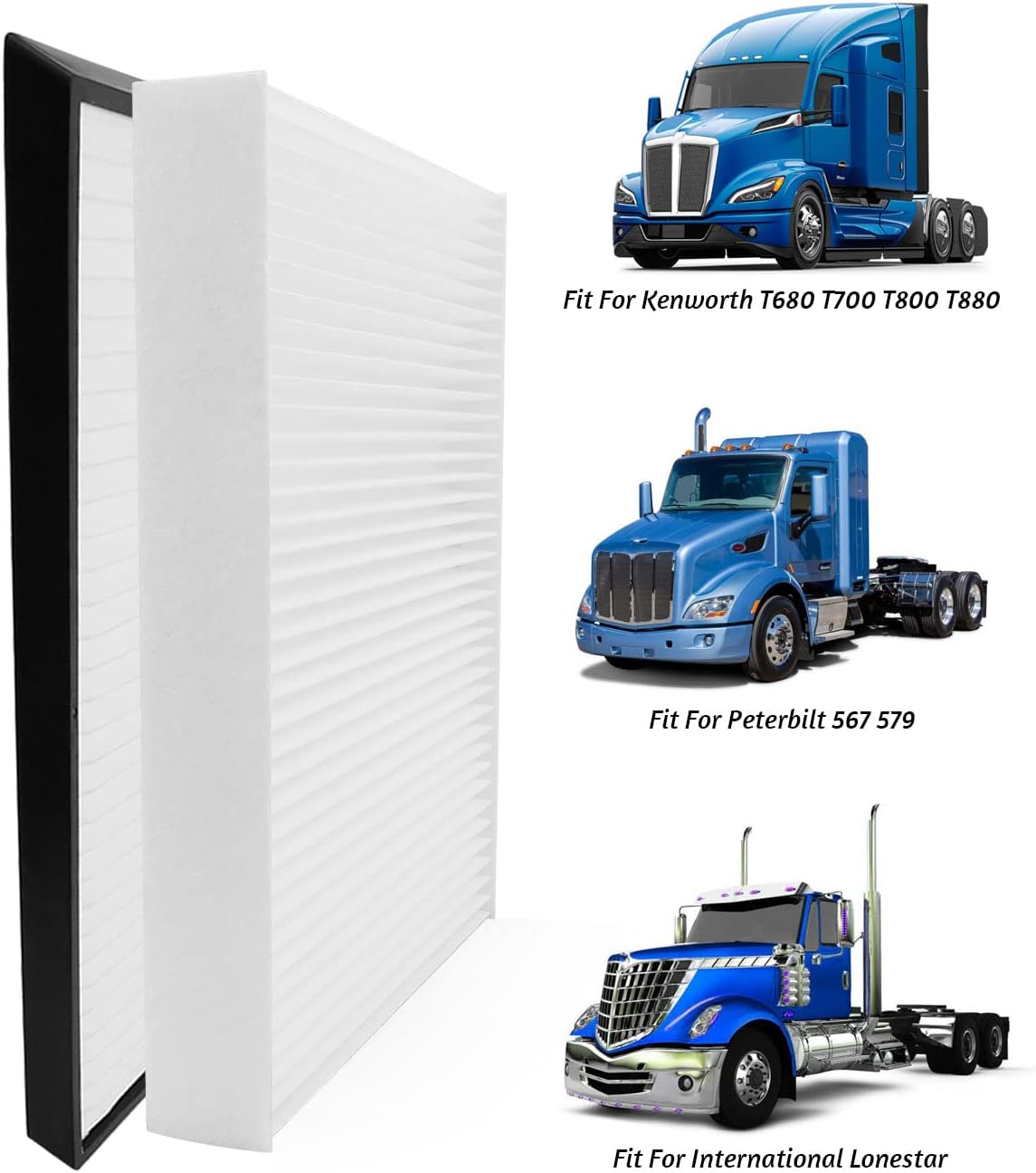 Filtro de cabina apto para Kenworth Peterbilt International Lonestar Cummins Paccar Reemplazo x1987001 AF55839 CAF1815P PA30093 CY08221P C25870