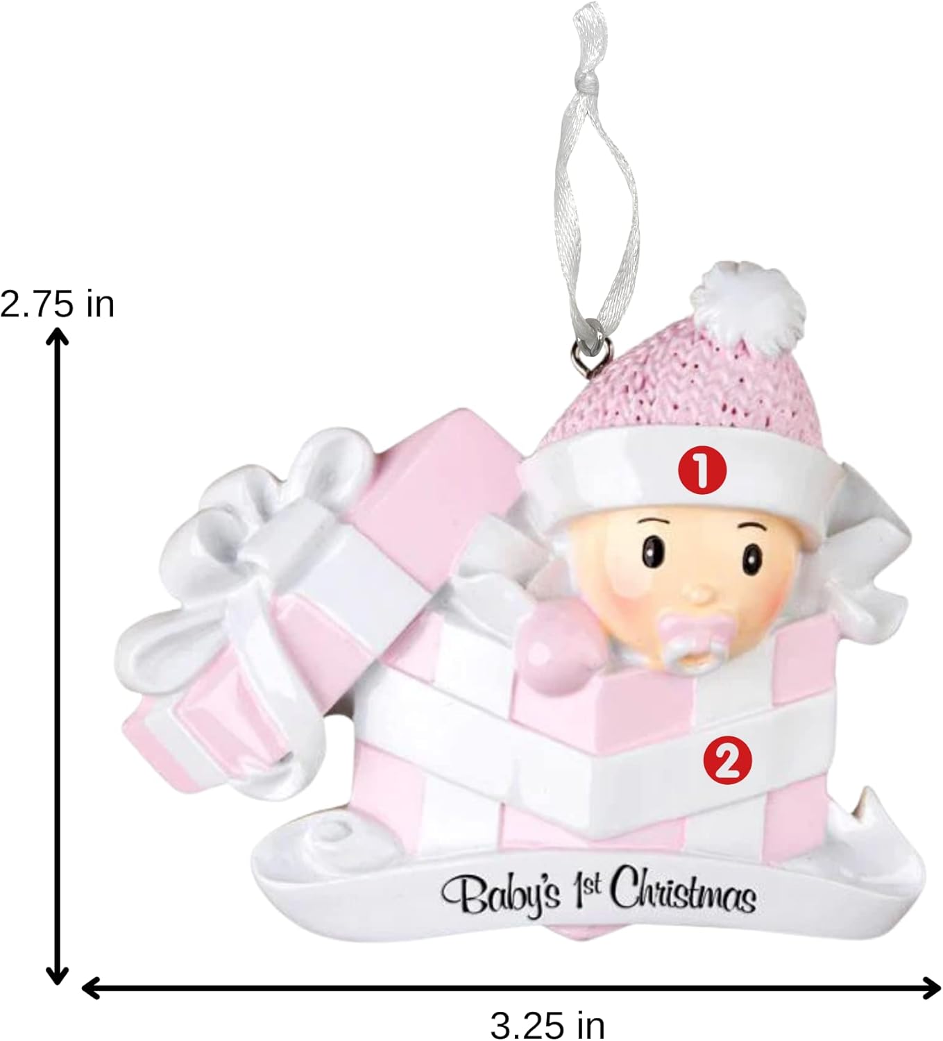 Adorno personalizado para bebé, la primera Navidad de la niña en el presente, adorno para árbol de Navidad, decoración artesanal personalizada,