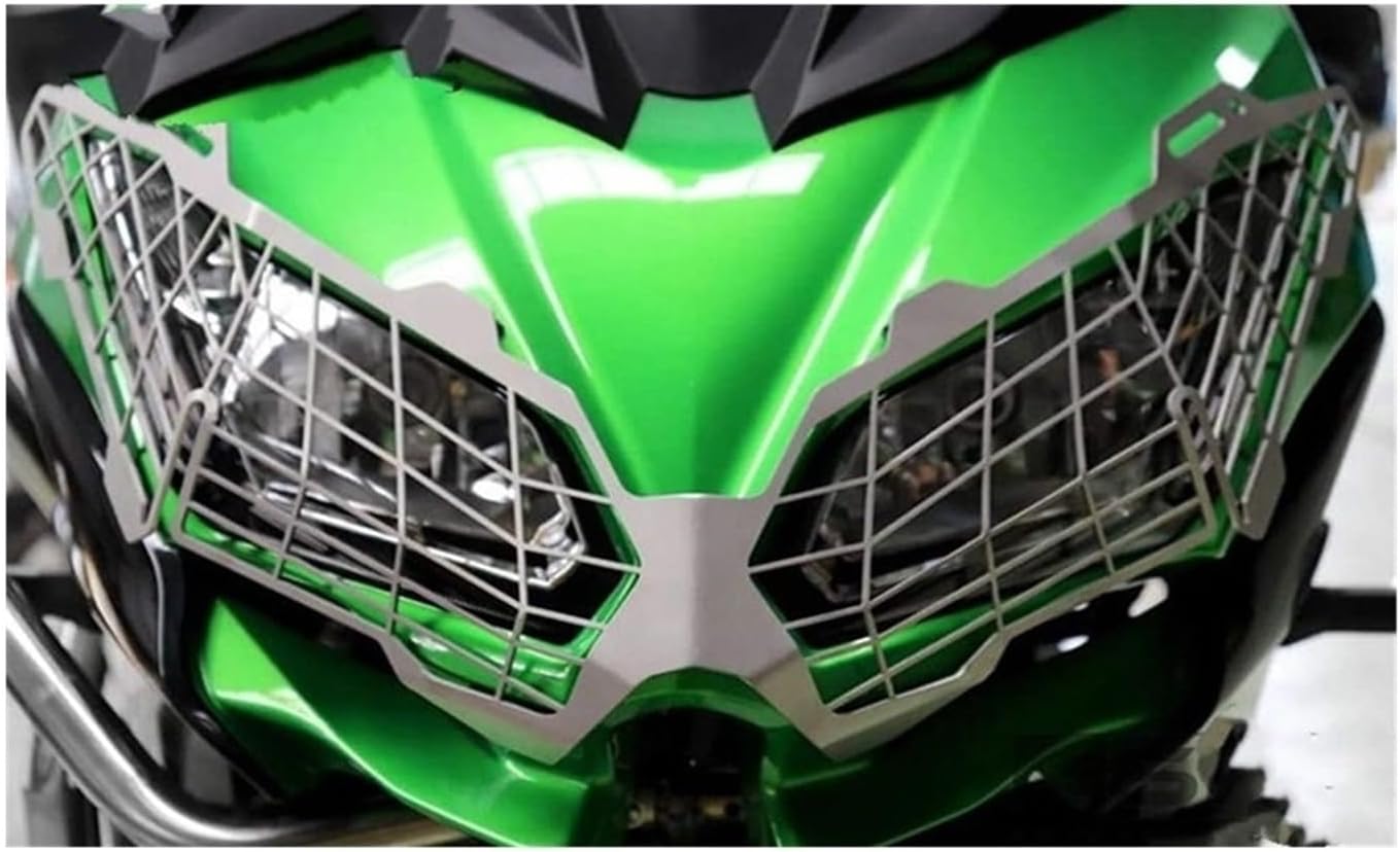for Kawasaki Versys 650 KLE650 2015-2020 Motorcycle Headlight Protector Guard Light Lense Cover (Color  Silver)