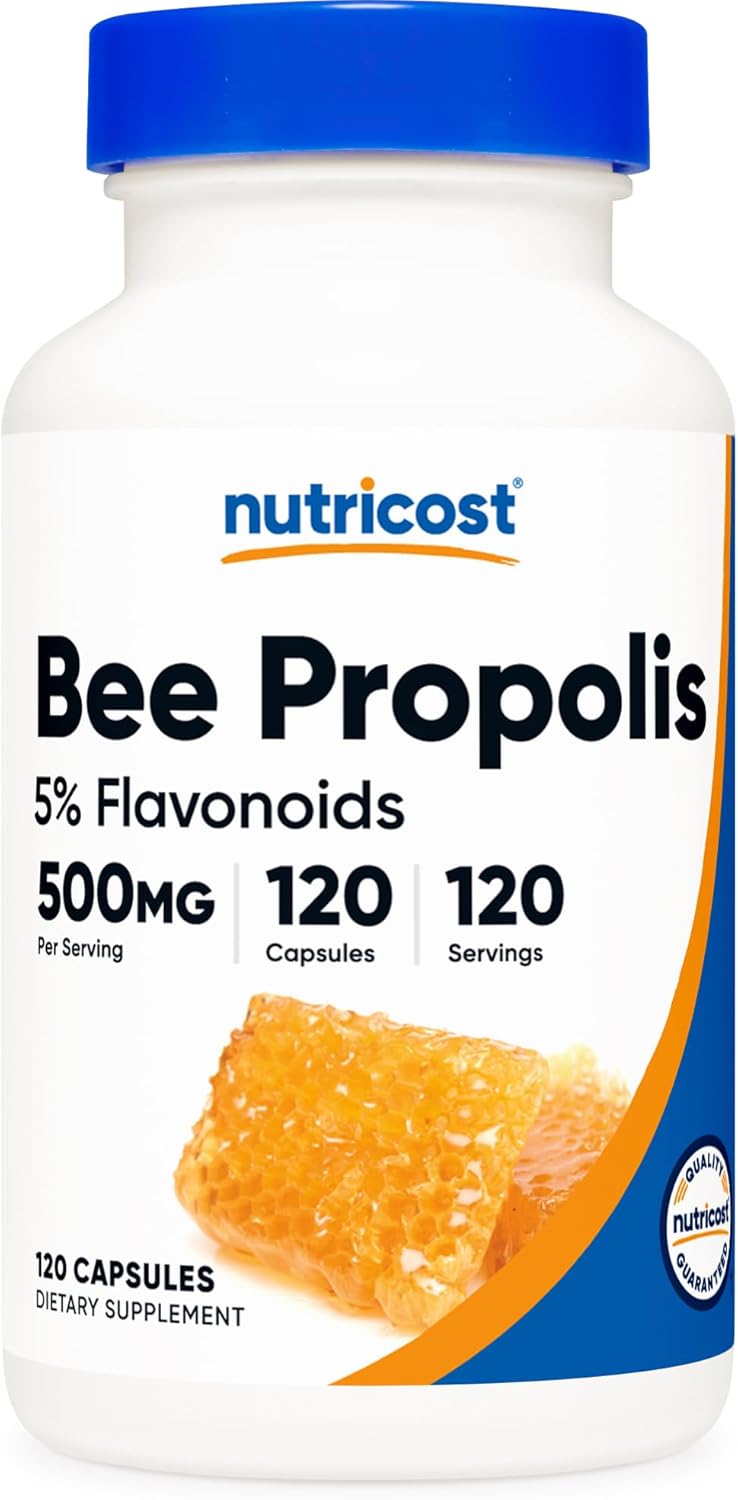 Nutricost Suplemento de propóleo de abeja con 5% de flavonoides (500 mg  120 cápsulas)