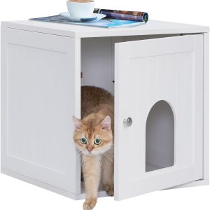 AACULPET Caja de arena para gatos, muebles de caja de arena impermeable ocultos, material de reciclaje PS Gabinete de caja de gato, Casa de gato AACULPET Caja de arena para gatos, muebles de caja de arena impermeable ocultos, material de reciclaje PS Gabinete de caja de gato, Casa de gato