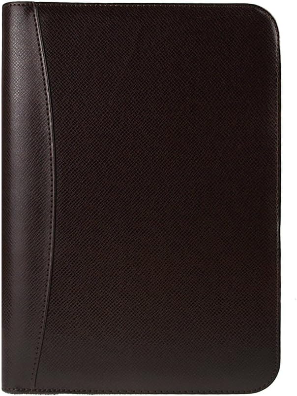 Bao Core Cartera de viaje con cremallera de piel sintética, tamaño A5, cuaderno ejecutivo de hojas sueltas con ranuras para tarjetas de calculadora,