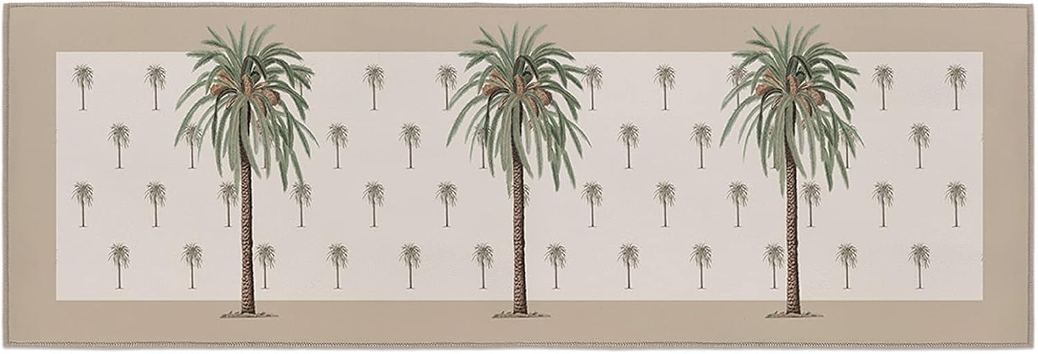 Tapetes de cocina para pasillos, verano tropical, palmera, palmera, marrón, lavable, antideslizante, para lavandería, baño, baño, 23.6 x 70.9
