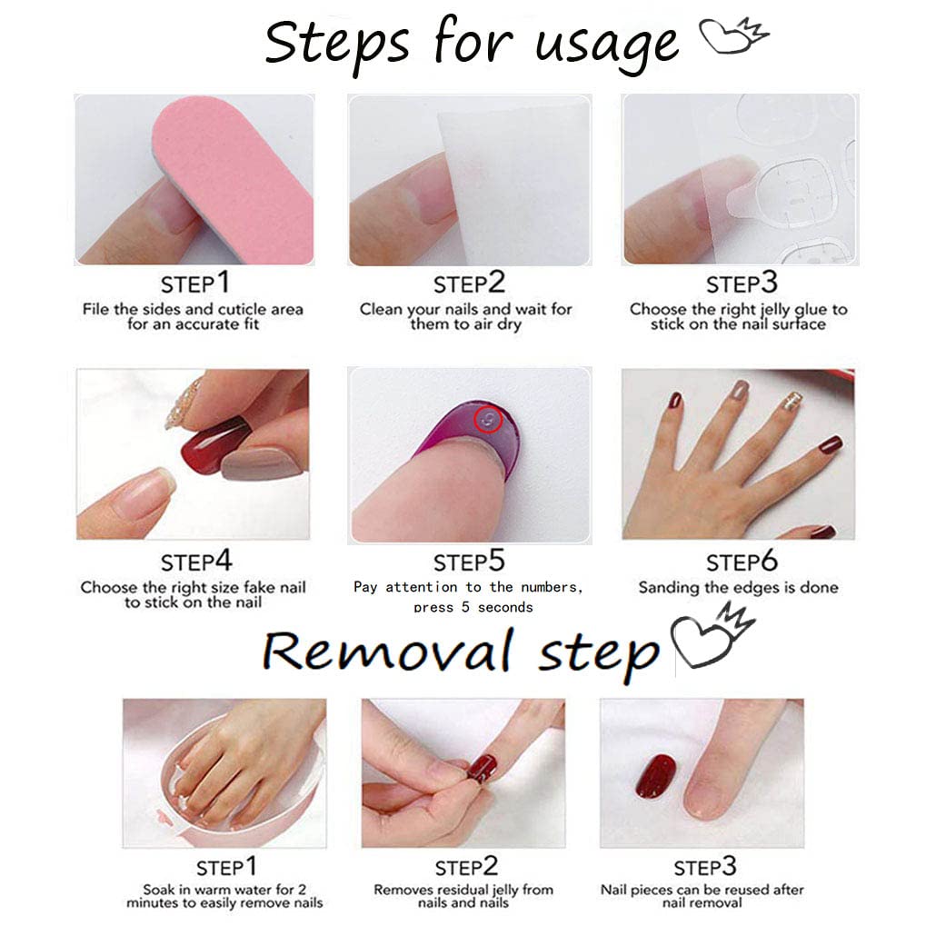 Foccna Uñas postizas largas a presión, color rosa, cuadradas, francesas, para verano, color morado, cobertura completa, con diamantes de imitación,