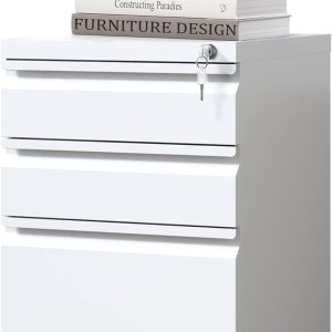 Yukimo Archivador móvil de 3 cajones, archivador para oficina en casa para cartas, tamaño legal, totalmente montado debajo del escritorio, color Yukimo Archivador móvil de 3 cajones, archivador para oficina en casa para cartas, tamaño legal, totalmente montado debajo del escritorio, color