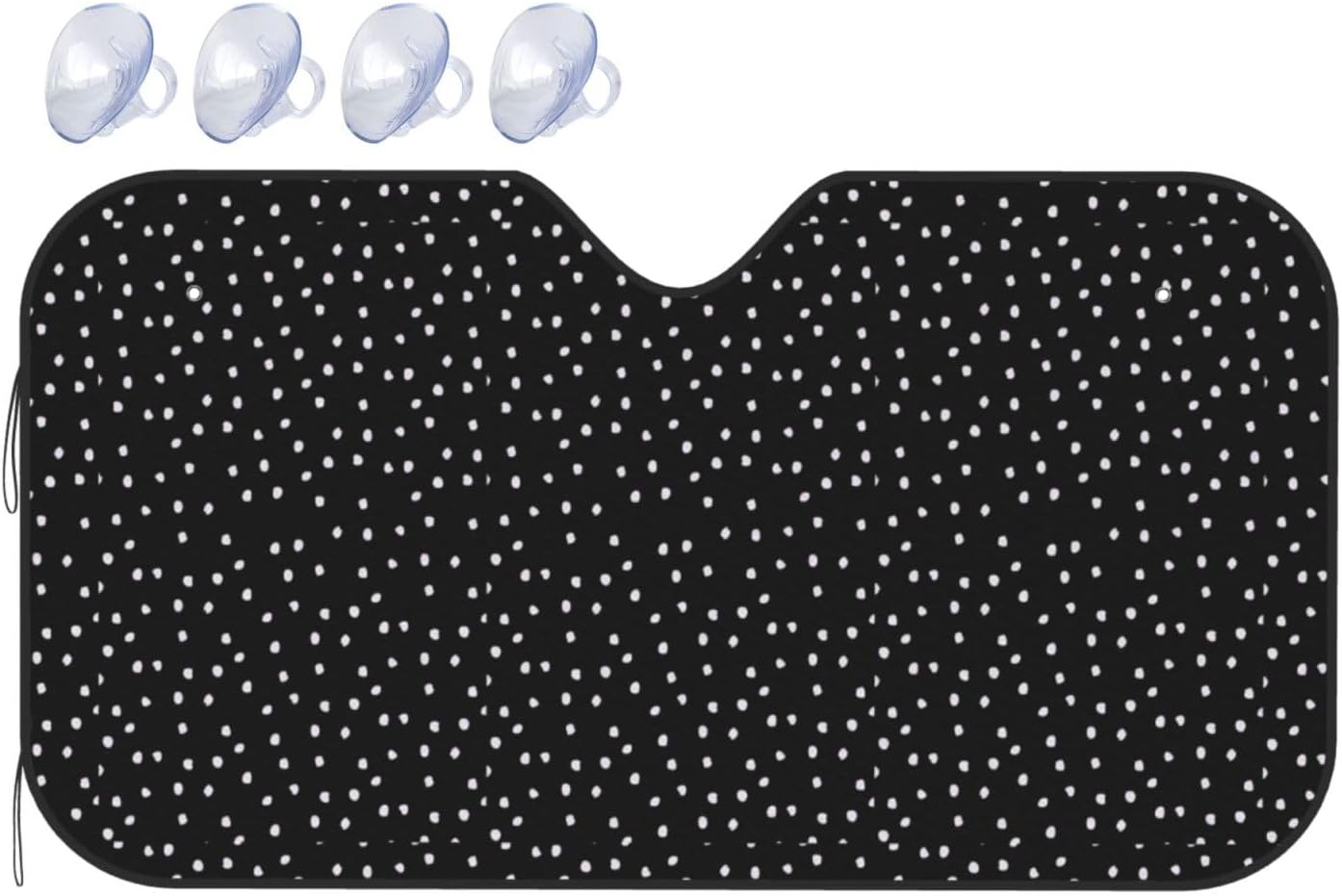 Parasol para parabrisas de automóvil con lunares blancos y negros que bloquea el calor y los rayos ultravioleta de la luz solar