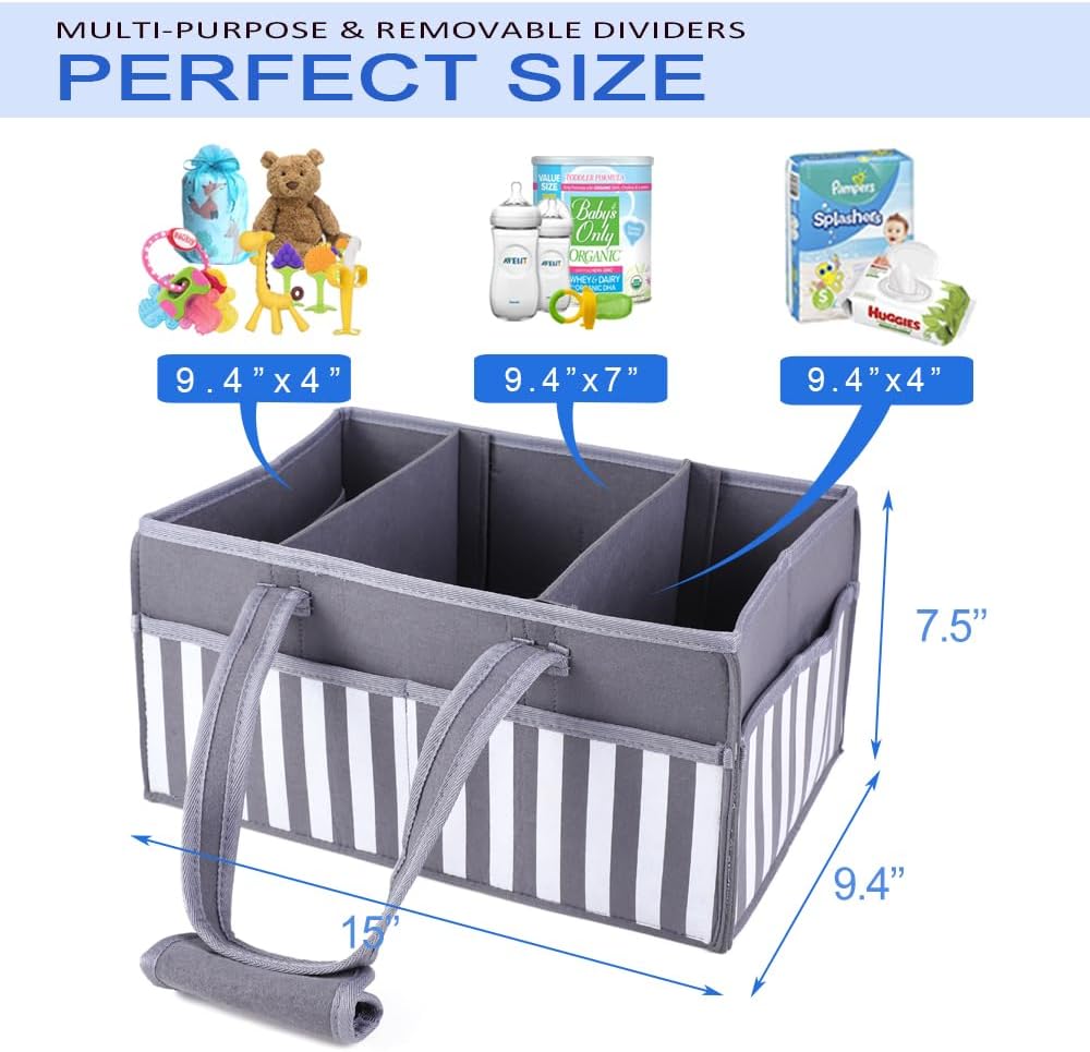 Clearworld Organizador de pañales para bebé, organizador de pañales para cambiador y automóvil, contenedor de almacenamiento portátil para