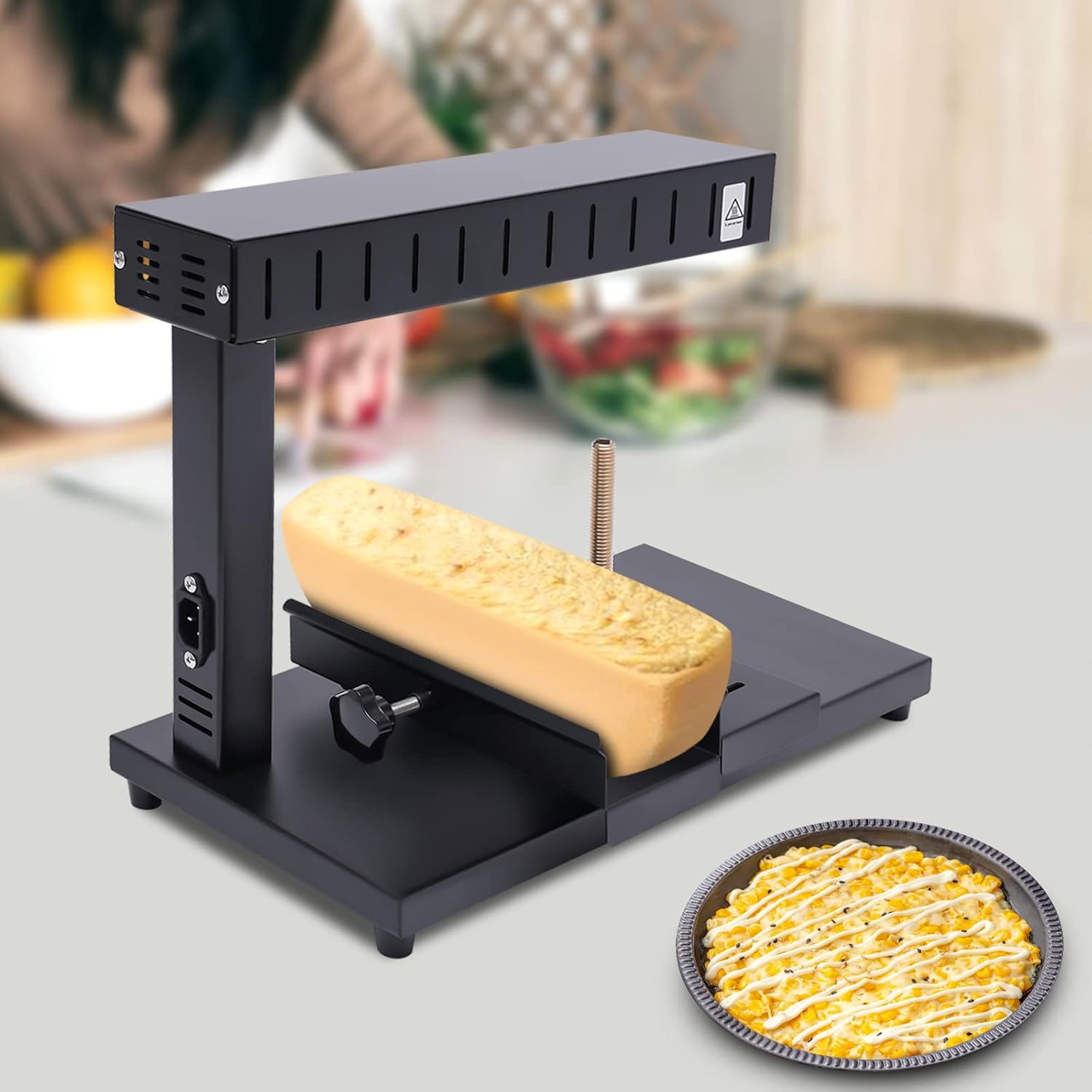 Máquina de parrilla de raclette de queso, 110 V, eléctrica comercial eléctrica para queso, calentador de queso para encimera, calentador de queso