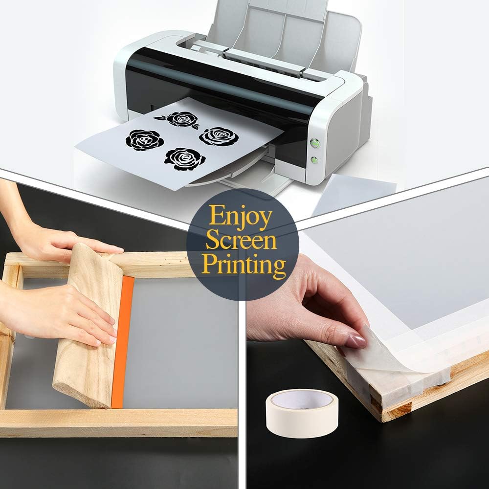 Pllieay Kit de serigrafía de 42 piezas con instrucciones (idioma español no garantizado), incluye 2 marcos de serigrafía de madera, 5 colores de