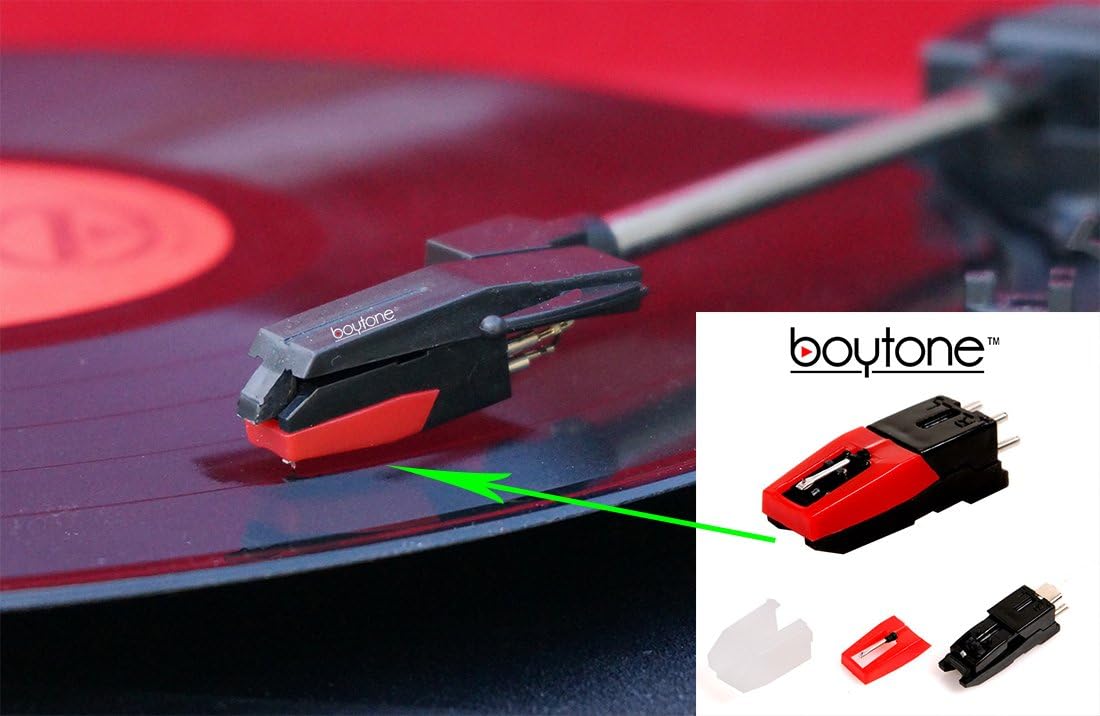 Boytone Stylus – Cartucho con 3 agujas de cerámica de repuesto para la mayoría de tocadiscos.