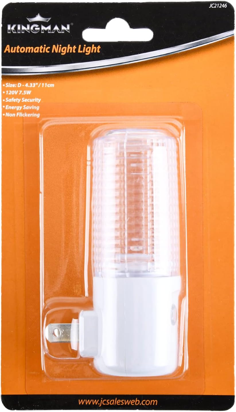 Kingman Luz nocturna automática LED enchufe de pared con luz ambiental sensor de atardecer a amanecer (paquete de 1)