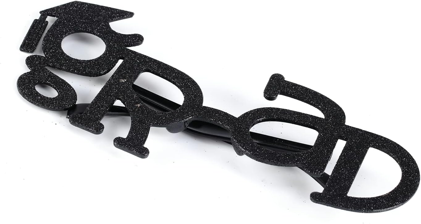 BinaryABC Suministros para fiestas de graduación 2024, marco de lentes de graduación, accesorios para fotos de fiesta de graduación (negro)
