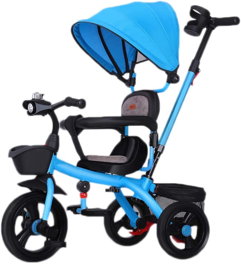 Triciclo plegable para niños pequeños al aire libre, giratorio con altura de asiento ajustable, ruedas traseras convertibles y pedal extraíble