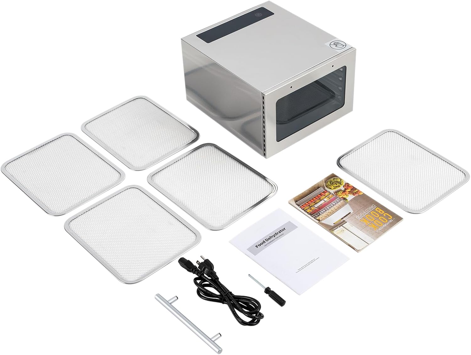 Máquina deshidratadora de alimentos con 5 bandejas, secadora de alimentos con temporizador ajustable de acero inoxidable, control de temperatura