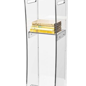 Soporte de podio de acrílico transparente, atril y podio moderno de 47 pulgadas con estante de almacenamiento para iglesia, discurso, aula, boda, Soporte de podio de acrílico transparente, atril y podio moderno de 47 pulgadas con estante de almacenamiento para iglesia, discurso, aula, boda,