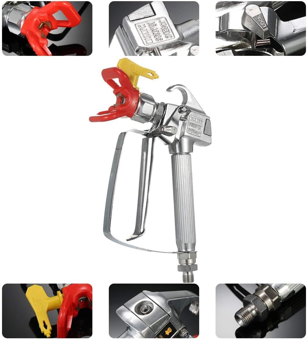 Pistola de pulverización sin aire de alta presión con 517 puntas y protector de punta, 2 filtros de pistola de pintura sin aire