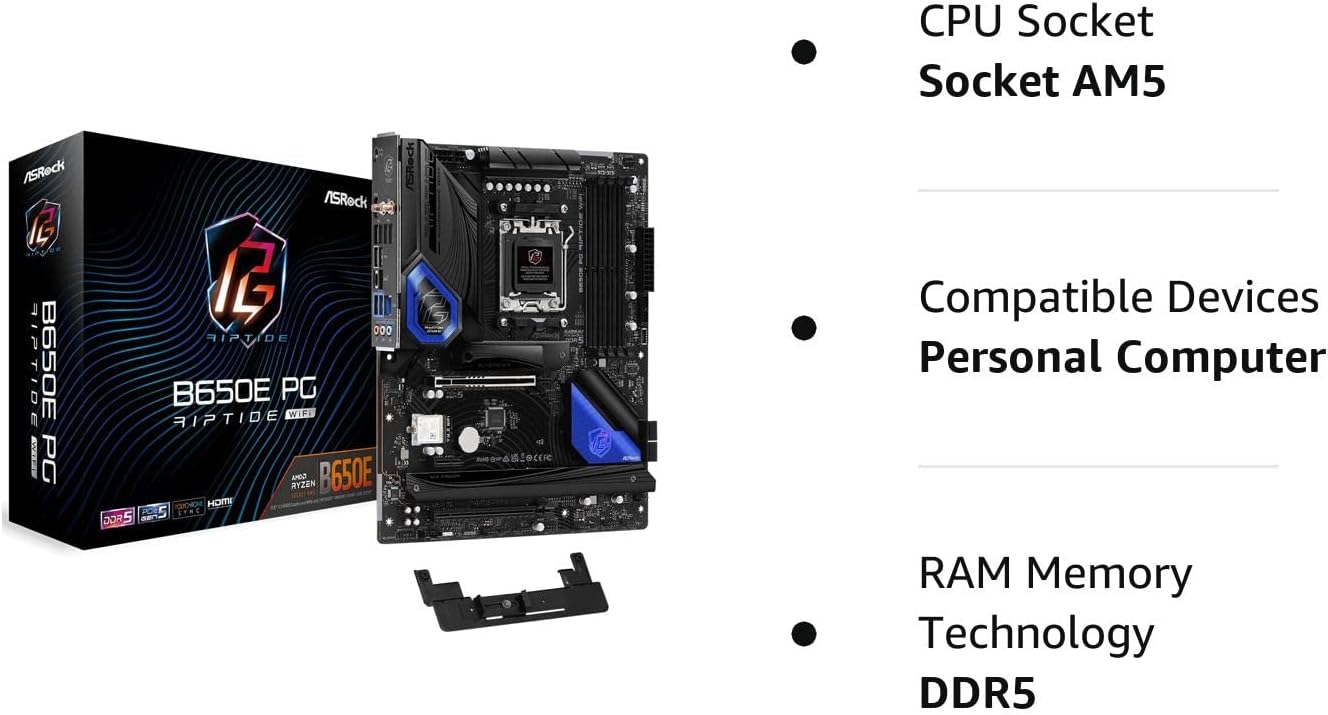 ASRock B650E PG Riptide WiFi AM5 Ryzen 7000 AMD B650 SATA 6Gbs DDR5 ATX placa base