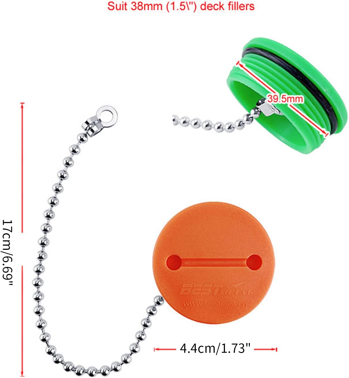 lanema Tapa de relleno de cubierta de nailon profesional con cadena consin llave de 1.5 pulgadas, instalación rápida adecuada para barcos, yates