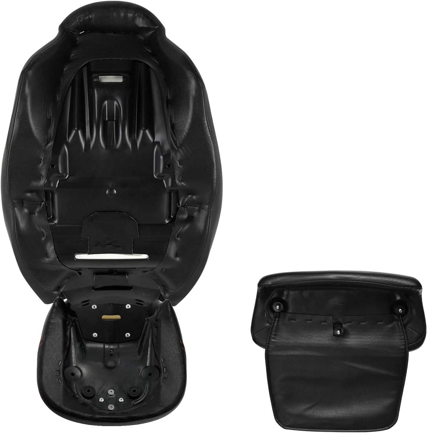 TCT-MOTORPARTS Asiento de pasajero de perfil bajo con respaldo cortado para Harley Tour Pak Touring Road King 2014-2023 (negro + rojo)