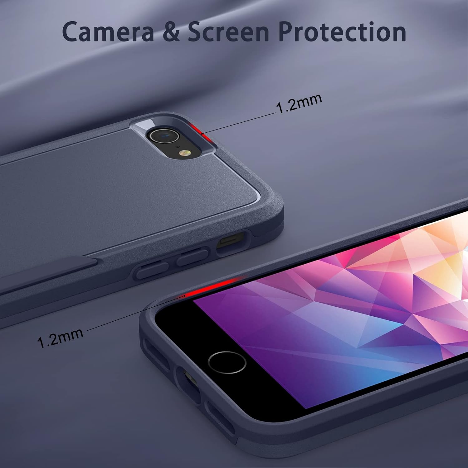 Oumida Funda para iPhone SE 20222020, iPhone 7 8, a prueba de golpes doble capa trasera rígida híbrida resistente protección de cuerpo completo