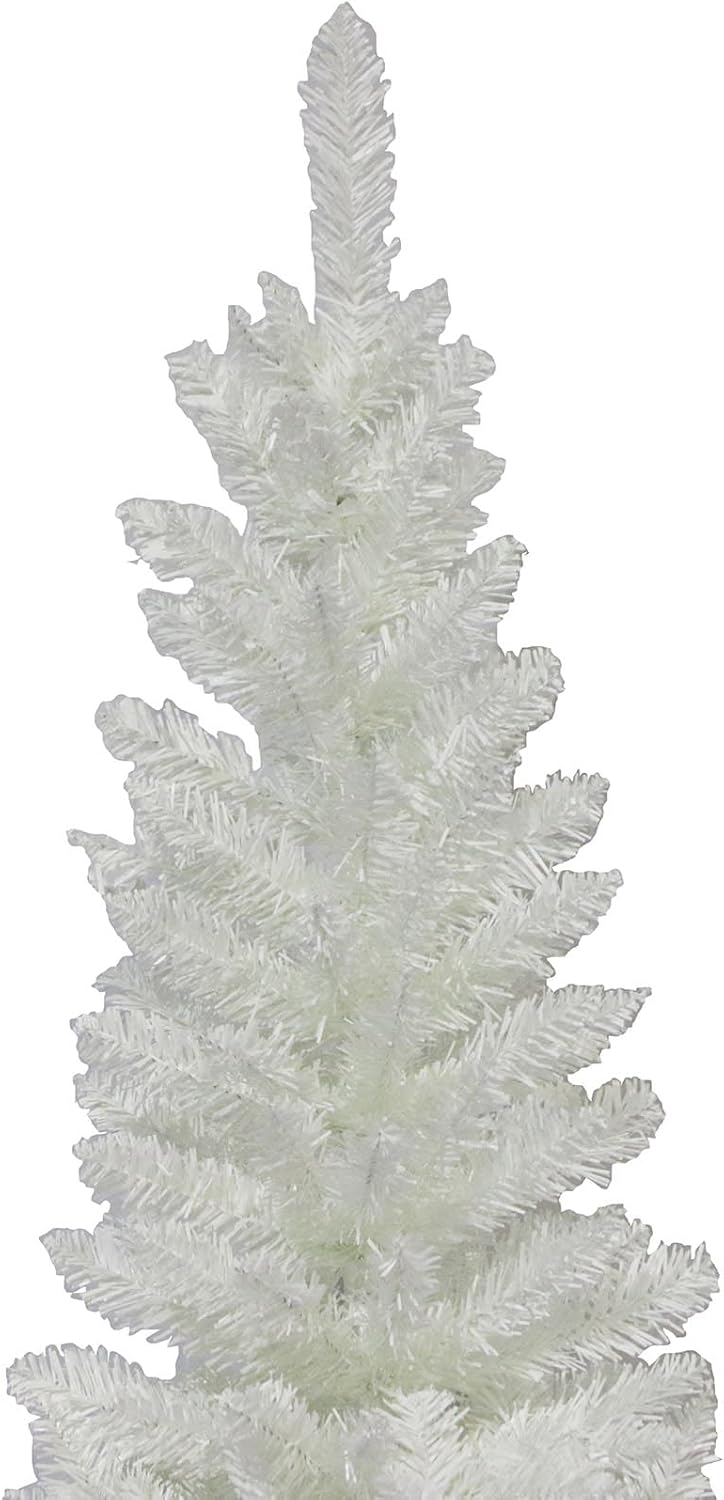 MTB – Árbol de Navidad artificial con bisagras de 5 pies con soporte de metal plegable, 350 puntas de plástico PVC reciclado, color blanco