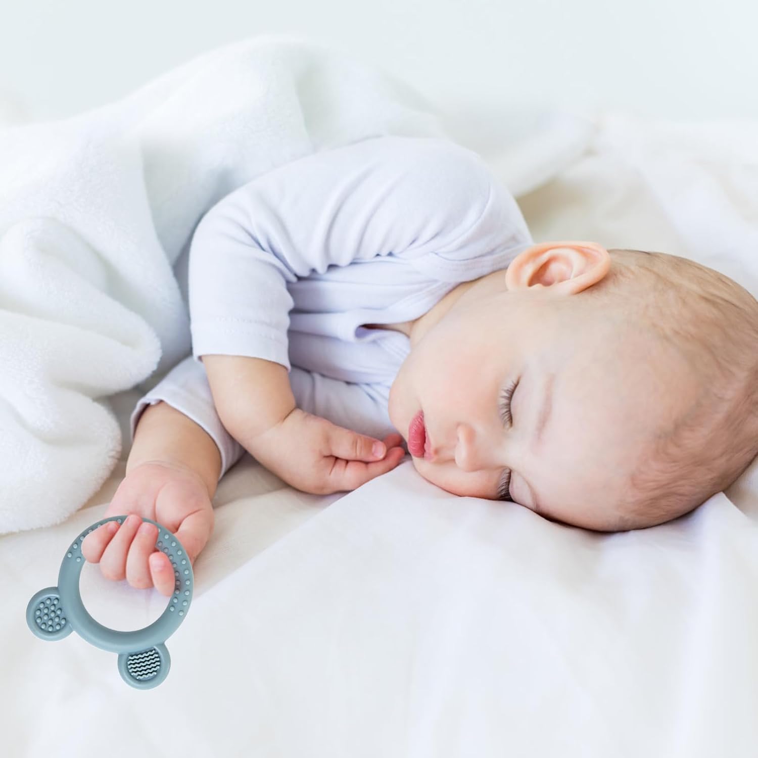 Juguetes para la dentición para bebés de 0 a 6 meses, paquete de 3 juguetes de silicona para bebés de 6 a 12 meses, sin BPA, suave, texturizado,