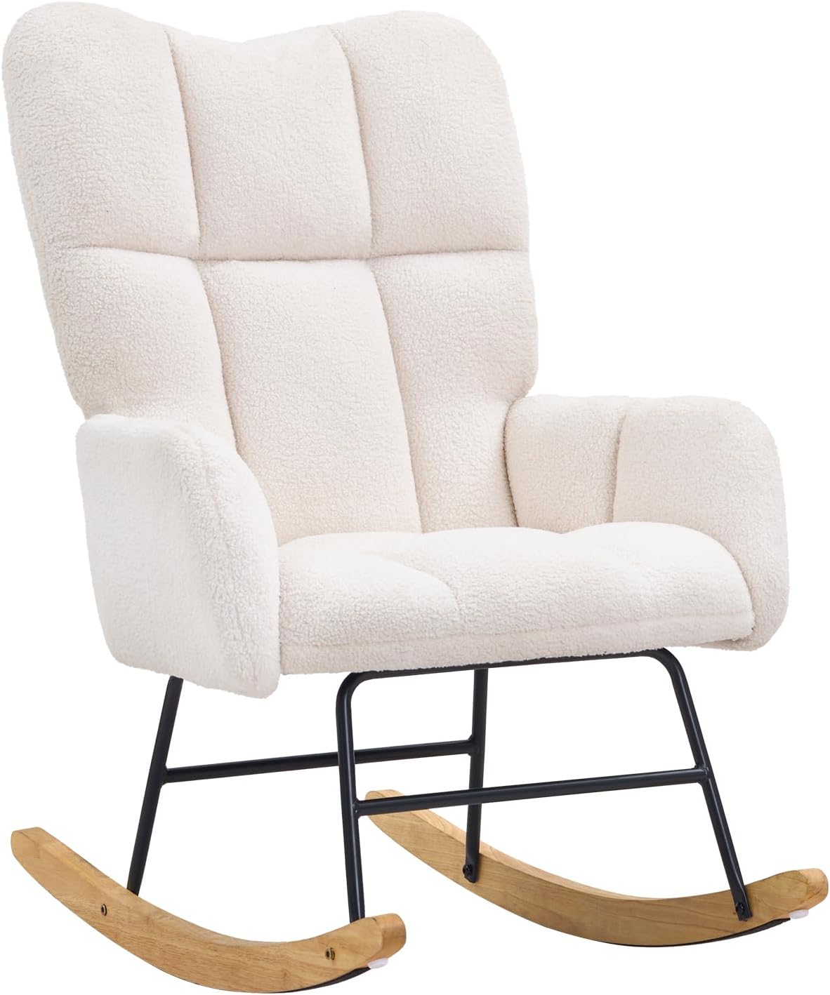 VEVOR Mecedora para guardería, mecedora deslizante con asiento suave y respaldo alto, capacidad de peso de 250 libras, tela de peluche, silla