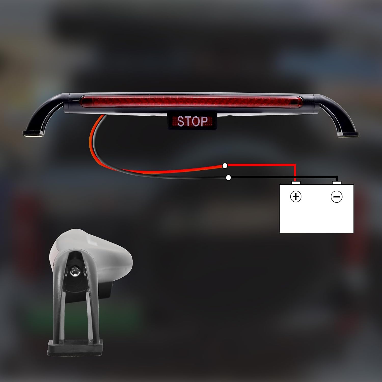 Ygmylandbb Tercera luz de freno LED, tercera luz trasera de freno de montaje alto, barra de luz roja universal para remolque, para automóvil, SUV,